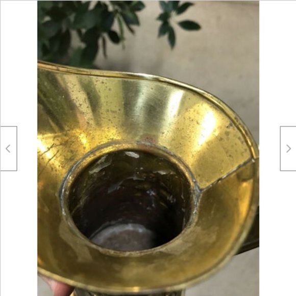 6" Peerage England Brass Pitcher w/ Embossed Nautical Ship Lighthouse Scene - Picture 4 of 8